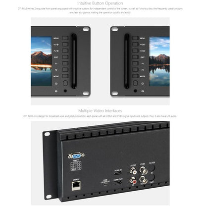 FEELWORLD D71 PLUS-H Dual 7 inch 3RU Rackmount Monitor 4K HDMI 1920 x 1200 IPS Monitor (US Plug) - On-camera Monitors by FEELWORLD | Online Shopping UK | buy2fix