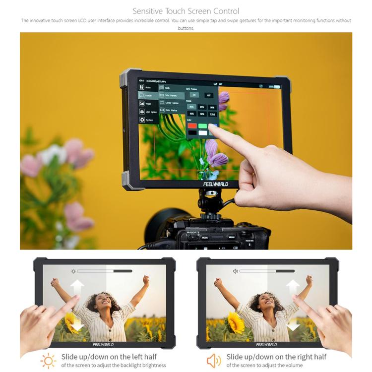 FEELWORLD T10 10.1 inch Aluminium DSLR Camera Field Monitor Touch Screen 4K HDMI Monitor (Black) - On-camera Monitors by FEELWORLD | Online Shopping UK | buy2fix