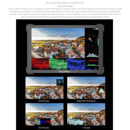 FEELWORLD T10 10.1 inch Aluminium DSLR Camera Field Monitor Touch Screen 4K HDMI Monitor (Black) - On-camera Monitors by FEELWORLD | Online Shopping UK | buy2fix