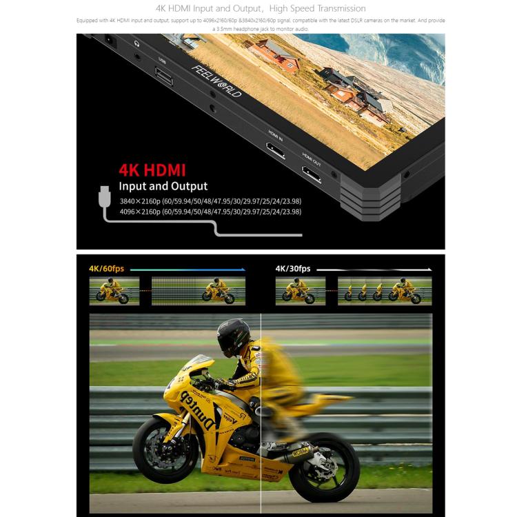 FEELWORLD T10 10.1 inch Aluminium DSLR Camera Field Monitor Touch Screen 4K HDMI Monitor (Black) - On-camera Monitors by FEELWORLD | Online Shopping UK | buy2fix