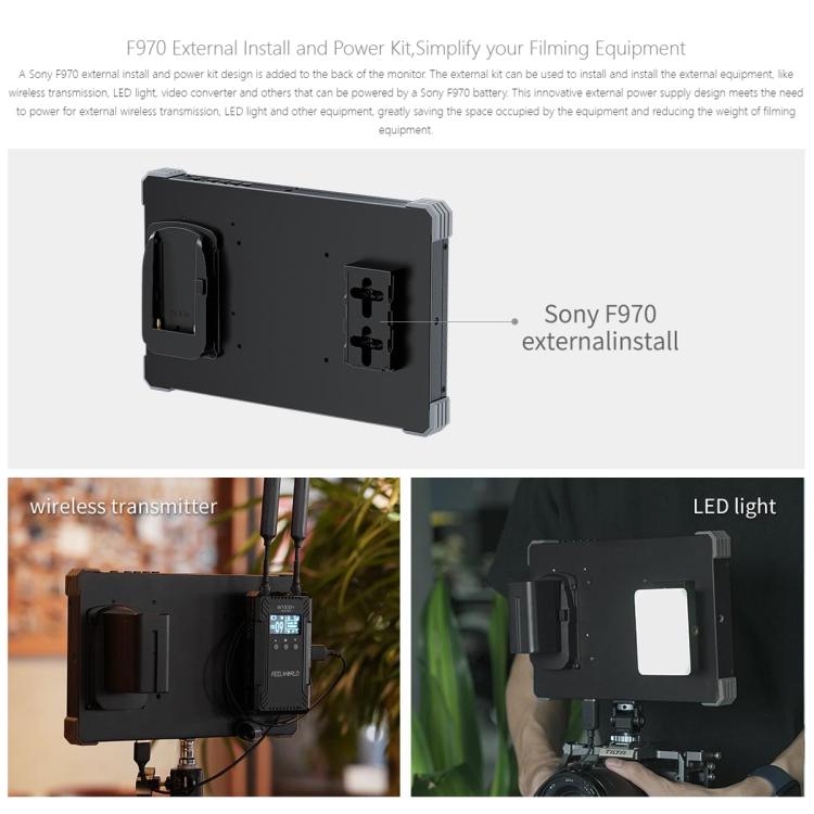 FEELWORLD T10 10.1 inch Aluminium DSLR Camera Field Monitor Touch Screen 4K HDMI Monitor (Black) - On-camera Monitors by FEELWORLD | Online Shopping UK | buy2fix