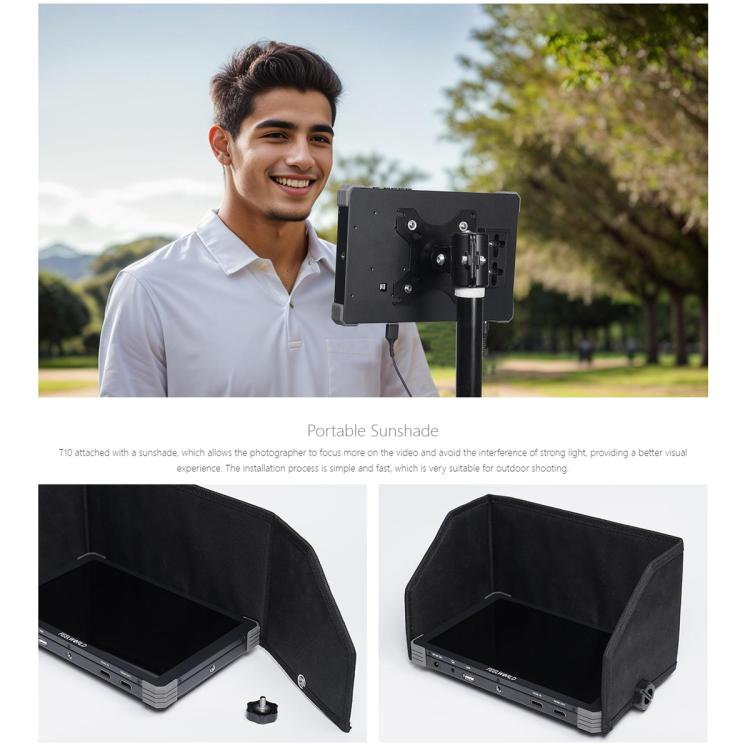 FEELWORLD T10 10.1 inch Aluminium DSLR Camera Field Monitor Touch Screen 4K HDMI Monitor (Black) - On-camera Monitors by FEELWORLD | Online Shopping UK | buy2fix