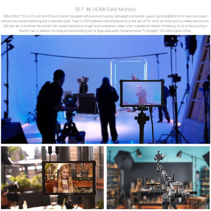 FEELWORLD T10 10.1 inch Aluminium DSLR Camera Field Monitor Touch Screen 4K HDMI Monitor (Black) - On-camera Monitors by FEELWORLD | Online Shopping UK | buy2fix