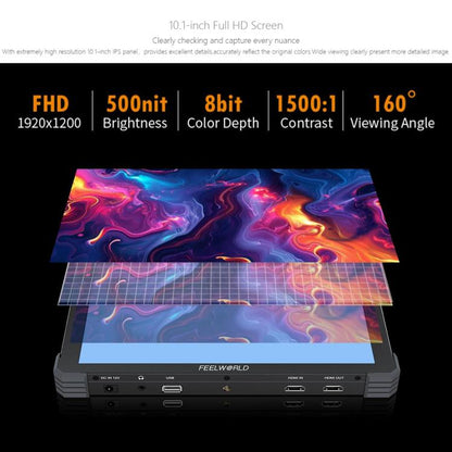 FEELWORLD T10 10.1 inch Aluminium DSLR Camera Field Monitor Touch Screen 4K HDMI Monitor (Black) - On-camera Monitors by FEELWORLD | Online Shopping UK | buy2fix