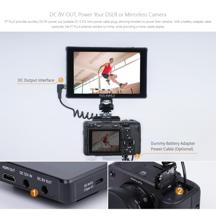 FEELWORLD F7 PLUS 7 inch DSLR Camera Field Monitor Touch Screen 4K HDMI High Brightness 1200nit Monitor (Black) - On-camera Monitors by FEELWORLD | Online Shopping UK | buy2fix