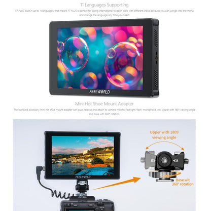 FEELWORLD F7 PLUS 7 inch DSLR Camera Field Monitor Touch Screen 4K HDMI High Brightness 1200nit Monitor (Black) - On-camera Monitors by FEELWORLD | Online Shopping UK | buy2fix