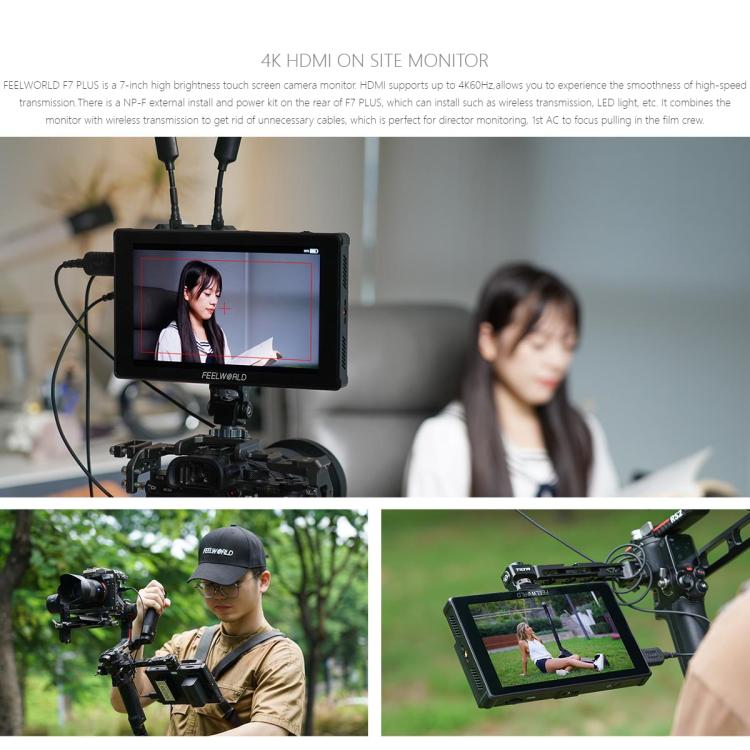 FEELWORLD F7 PLUS 7 inch DSLR Camera Field Monitor Touch Screen 4K HDMI High Brightness 1200nit Monitor (Black) - On-camera Monitors by FEELWORLD | Online Shopping UK | buy2fix