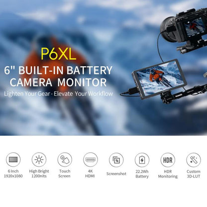 FEELWORLD P6XL 6.0 inch Aluminium Built-in Battery DSLR Camera Field Monitor Touch Screen 4K HDMI High Brightness 1200nit Monitor (Black) - On-camera Monitors by FEELWORLD | Online Shopping UK | buy2fix