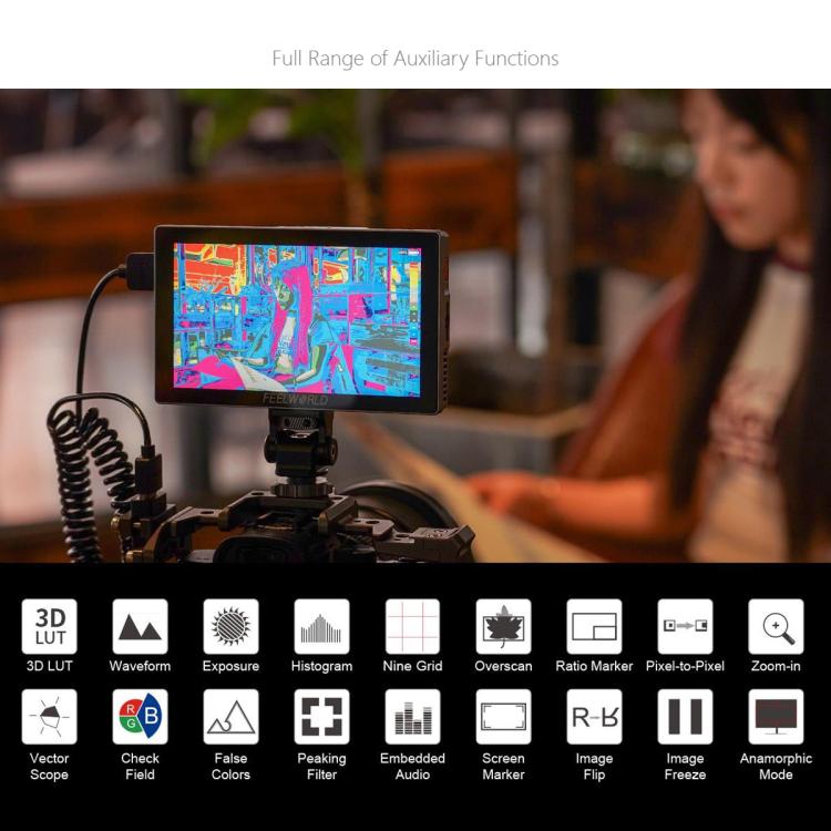FEELWORLD P6X 5.5 inch Aluminium DSLR Camera Field Monitor Touch Screen 4K HDMI High Brightness 1000nit Monitor (Black) - On-camera Monitors by FEELWORLD | Online Shopping UK | buy2fix