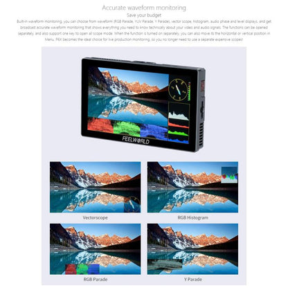 FEELWORLD P6X 5.5 inch Aluminium DSLR Camera Field Monitor Touch Screen 4K HDMI High Brightness 1000nit Monitor (Black) - On-camera Monitors by FEELWORLD | Online Shopping UK | buy2fix