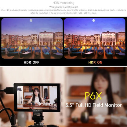 FEELWORLD P6X 5.5 inch Aluminium DSLR Camera Field Monitor Touch Screen 4K HDMI High Brightness 1000nit Monitor (Black) - On-camera Monitors by FEELWORLD | Online Shopping UK | buy2fix