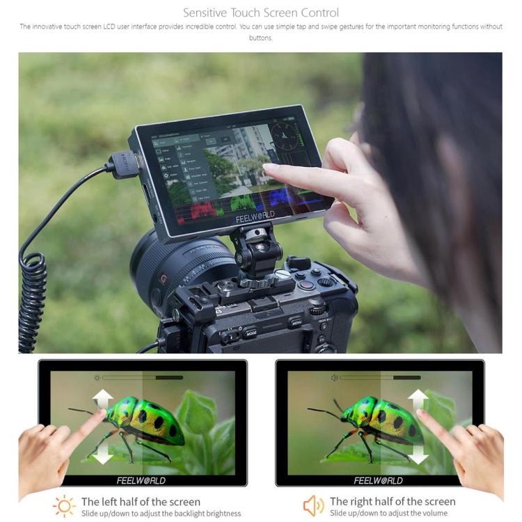 FEELWORLD P6X 5.5 inch Aluminium DSLR Camera Field Monitor Touch Screen 4K HDMI High Brightness 1000nit Monitor (Black) - On-camera Monitors by FEELWORLD | Online Shopping UK | buy2fix
