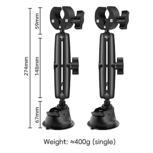2 x Single-leg Car Suction Cup Mount Crab Clamps Set (Black) by buy2fix