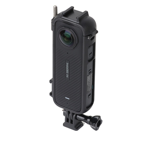 For Insta360 X4 Cold Shoe ABS Plastic Protective Frame with Adapter Mount & Screw (Black)