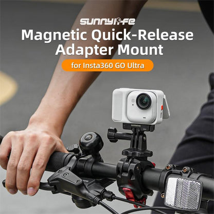 For Insta360 GO Ultra Sunnylife Magnetic Quick Release Adapter Mount Foldable Base Dual-Claws 1/4 Adapter (Black) - Mount & Holder by Sunnylife | Online Shopping UK | buy2fix