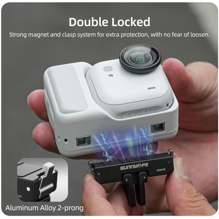 For Insta360 GO Ultra Sunnylife Magnetic Quick Release Adapter Mount Foldable Base Dual-Claws 1/4 Adapter (Black) - Mount & Holder by Sunnylife | Online Shopping UK | buy2fix