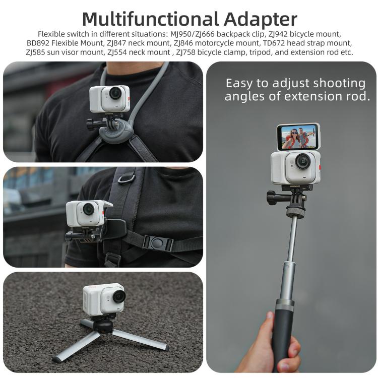 For Insta360 GO Ultra Sunnylife Magnetic Quick Release Adapter Mount Foldable Base Dual-Claws 1/4 Adapter (Black) - Mount & Holder by Sunnylife | Online Shopping UK | buy2fix