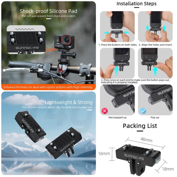 Sunnylife Magnetic Quick Release Adapter Mount Action Camera Foldable Cam Stand For Insta360 X5 / Ace / Ace Pro 2 / 1 (Black) - Mount & Holder by Sunnylife | Online Shopping UK | buy2fix