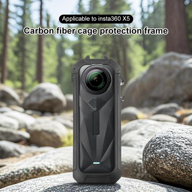 For Insta360 X5 Cold Shoe Carbon Fiber Texture ABS Plastic Protective Frame (Black) - Mount & Holder by buy2fix | Online Shopping UK | buy2fix