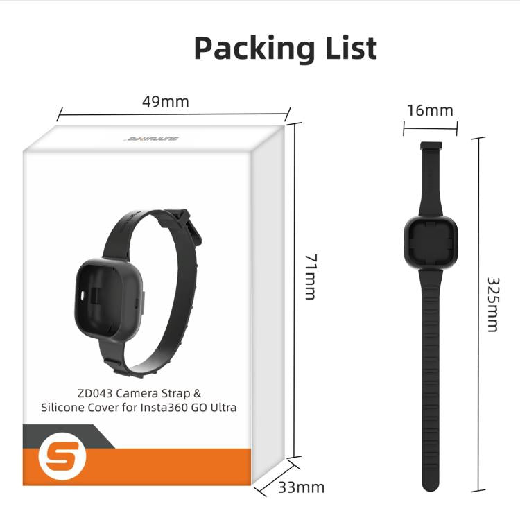 For Insta360 GO Ultra Sunnylife Expansion Band Strap Silicone Protective Cover Wristband Backpack Bicycle Stripe Cat Collar (White) - Case & Bags by Sunnylife | Online Shopping UK | buy2fix