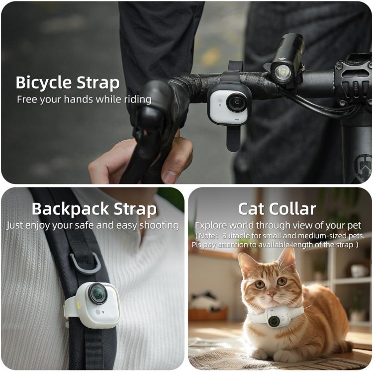 For Insta360 GO Ultra Sunnylife Expansion Band Strap Silicone Protective Cover Wristband Backpack Bicycle Stripe Cat Collar (White) - Case & Bags by Sunnylife | Online Shopping UK | buy2fix
