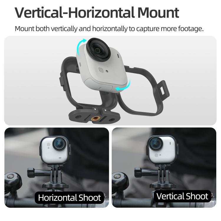 For Insta360 GO Ultra Sunnylife Foldable Vertical-Horizontal Adapter Mount Protective Frame Mounting Brackets Housing Cover (Black) - Mount & Holder by Sunnylife | Online Shopping UK | buy2fix