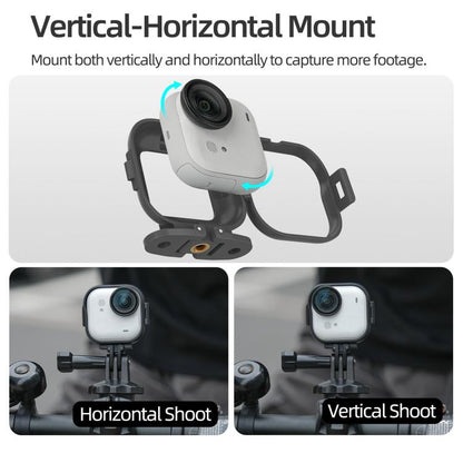 For Insta360 GO Ultra Sunnylife Foldable Vertical-Horizontal Adapter Mount Protective Frame Mounting Brackets Housing Cover (Black) - Mount & Holder by Sunnylife | Online Shopping UK | buy2fix