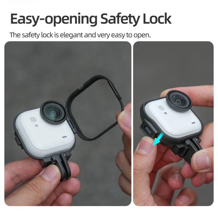 For Insta360 GO Ultra Sunnylife Foldable Vertical-Horizontal Adapter Mount Protective Frame Mounting Brackets Housing Cover (Black) - Mount & Holder by Sunnylife | Online Shopping UK | buy2fix