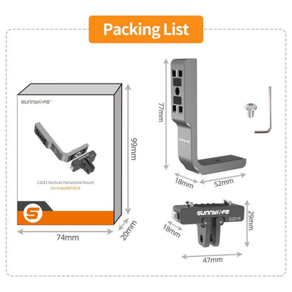 For Insta360 X5 / X4 Sunnylife L-Type Vertical-Horizontal Magnetic Mount with DZ015 Magnetic Adapter Quick Release Mount Adapter Stand (Grey) - Mount & Holder by Sunnylife | Online Shopping UK | buy2fix