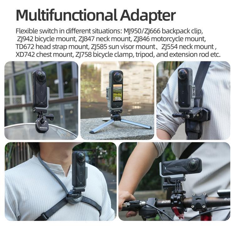 For Insta360 X5 / X4 Sunnylife L-Type Vertical-Horizontal Magnetic Mount with DZ015 Magnetic Adapter Quick Release Mount Adapter Stand (Grey) - Mount & Holder by Sunnylife | Online Shopping UK | buy2fix