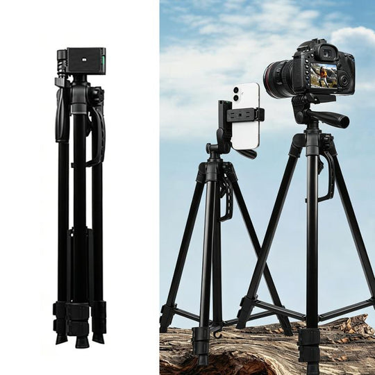 3366 1.4m Portable Phone Live Selfie Tripod DV SLR Camera Stand (Black)