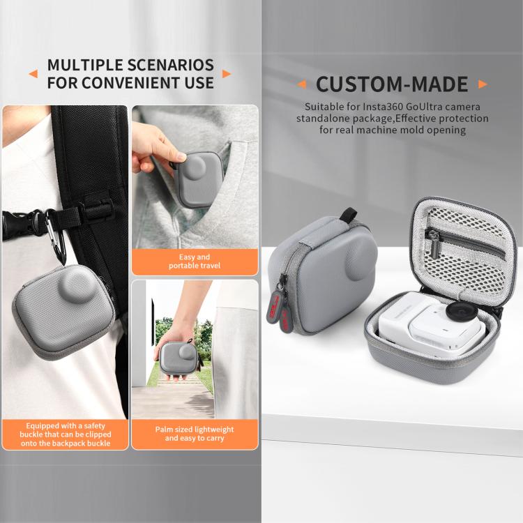 For Insta360 GO Ultra STARTRC Mini Portable Body Diamond Texture PU Storage Bag (Grey) - Case & Bags by STARTRC | Online Shopping UK | buy2fix