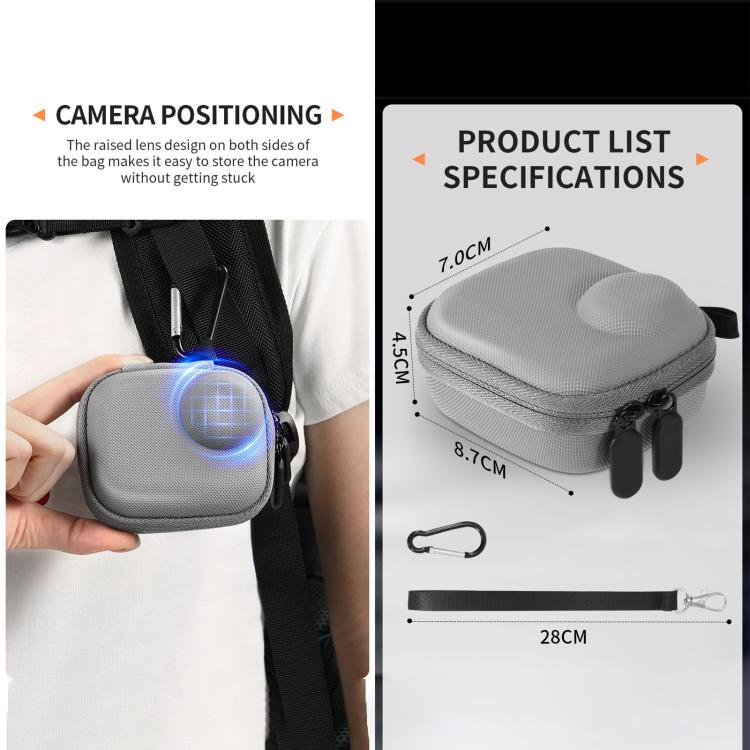 For Insta360 GO Ultra STARTRC Mini Portable Body Diamond Texture PU Storage Bag (Grey) - Case & Bags by STARTRC | Online Shopping UK | buy2fix