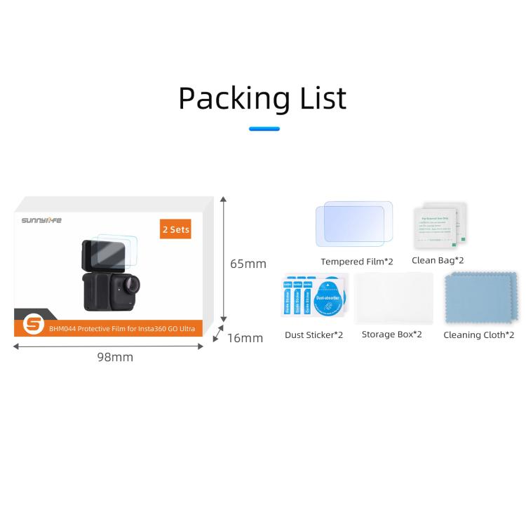 For Insta360 GO Ultra 2pcs Sunnylife Screen Explosion-proof Film (Transparent) - Protective Film & Stickers by Sunnylife | Online Shopping UK | buy2fix