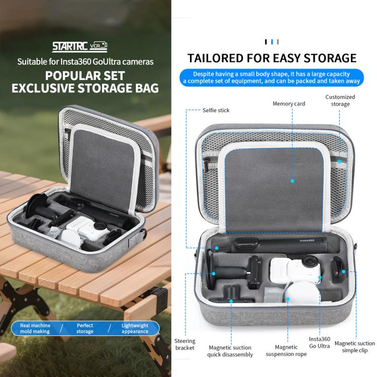 For Insta360 Go Ultra STARTRC Full Kit Portable Handbag Shoulder Nylon Storage Bag (Grey) - Case & Bags by STARTRC | Online Shopping UK | buy2fix