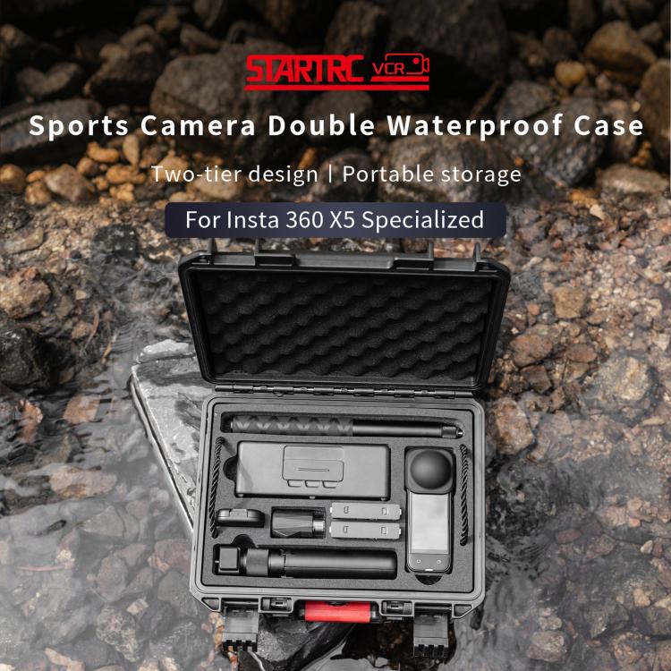 For Insta360 X5 STARTRC Waterproof Dual-layer Suitcase Storage Box (Black) - Case & Bags by STARTRC | Online Shopping UK | buy2fix