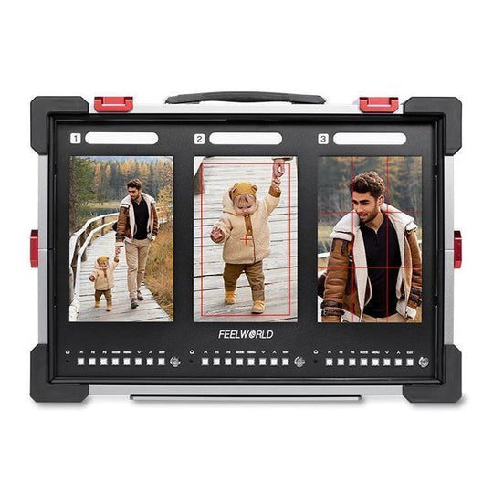 FEELWORLD PS101 Triple 10.1-inch Vertical Dispaly Carry-on Monitor High Brightness 1000nit Portable Protective Case (AU Plug)