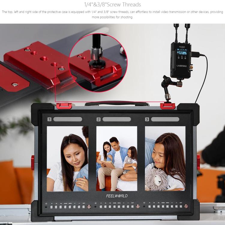 FEELWORLD PS101 Triple 10.1-inch Vertical Dispaly Carry-on Monitor High Brightness 1000nit Portable Protective Case (UK Plug) - On-camera Monitors by FEELWORLD | Online Shopping UK | buy2fix