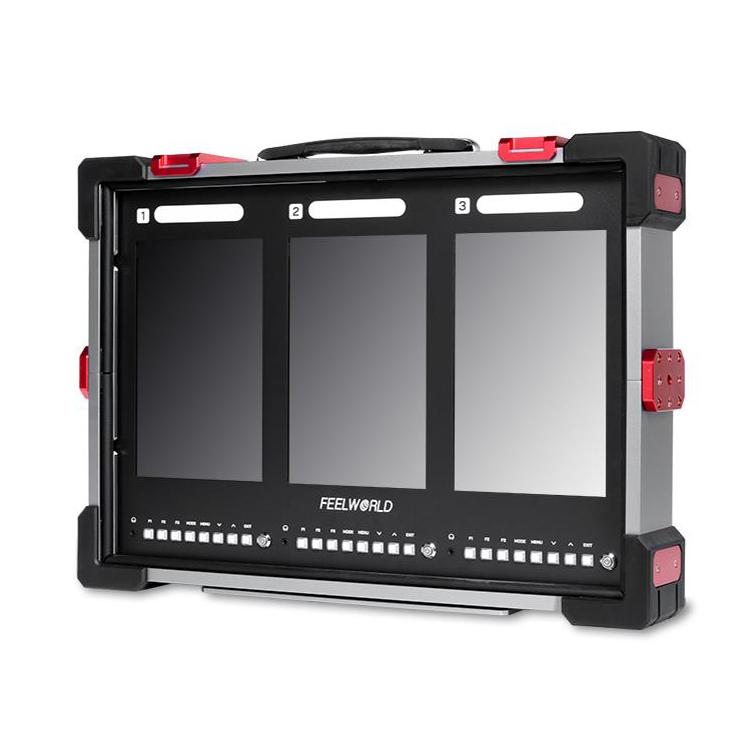 FEELWORLD PS101 Triple 10.1-inch Vertical Dispaly Carry-on Monitor High Brightness 1000nit Portable Protective Case (UK Plug) - On-camera Monitors by FEELWORLD | Online Shopping UK | buy2fix
