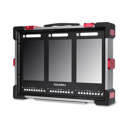 FEELWORLD PS101 Triple 10.1-inch Vertical Dispaly Carry-on Monitor High Brightness 1000nit Portable Protective Case (UK Plug) - On-camera Monitors by FEELWORLD | Online Shopping UK | buy2fix