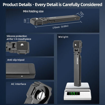 STARTRC Pocket-Size Foldable Magnetic Tripod for GoPro, DJI, Insta360 Action Cameras, DJI Pocket Series (Black) - Holder by STARTRC | Online Shopping UK | buy2fix