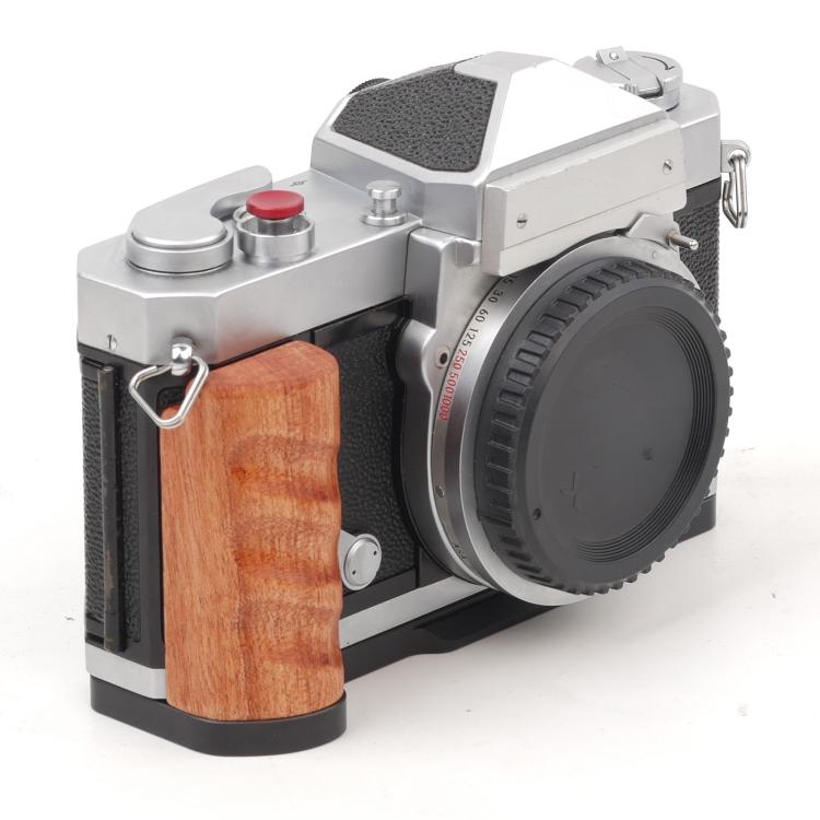 Wooden Hand Grip Arca Quick Release Plate Aluminum Alloy Base for Nikon Nikkormat F / FTn / FT2 / FT3 (Black) - Camera Cage by buy2fix | Online Shopping UK | buy2fix