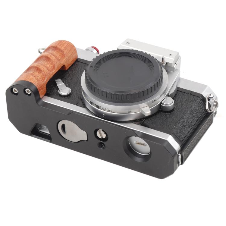 Wooden Hand Grip Arca Quick Release Plate Aluminum Alloy Base for Nikon Nikkormat F / FTn / FT2 / FT3 (Black) - Camera Cage by buy2fix | Online Shopping UK | buy2fix