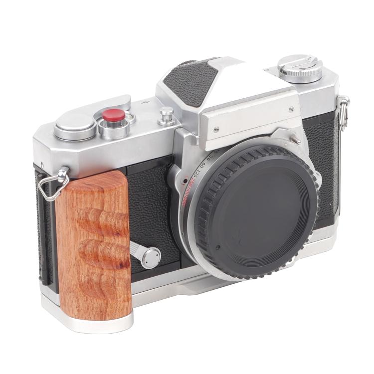 Wooden Hand Grip Arca Quick Release Plate Aluminum Alloy Base for Nikon Nikkormat F / FTn / FT2 / FT3 (Silver) - Camera Cage by buy2fix | Online Shopping UK | buy2fix