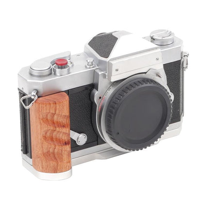 Wooden Hand Grip Arca Quick Release Plate Aluminum Alloy Base for Nikon Nikkormat F / FTn / FT2 / FT3 (Silver) - Camera Cage by buy2fix | Online Shopping UK | buy2fix