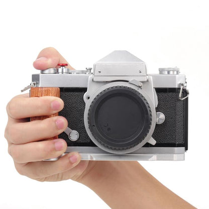 Wooden Hand Grip Arca Quick Release Plate Aluminum Alloy Base for Nikon Nikkormat F / FTn / FT2 / FT3 (Silver) - Camera Cage by buy2fix | Online Shopping UK | buy2fix