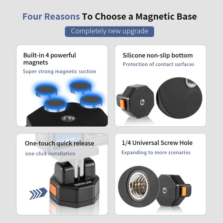 STARTRC VCR Snap-Mag Magnetic Quick Release Base Mount For GoPro (Black) - Connection Mount by STARTRC | Online Shopping UK | buy2fix