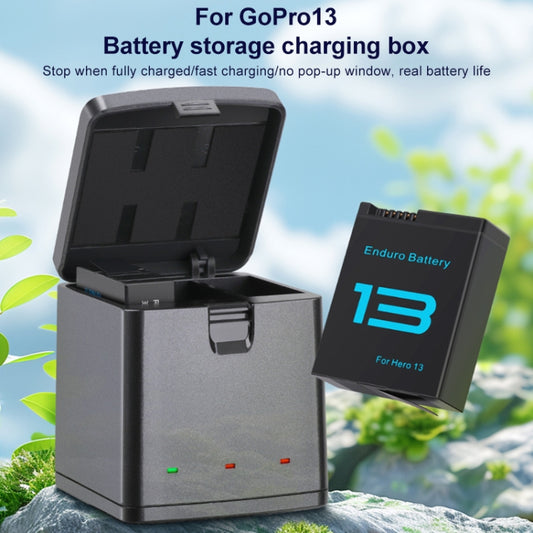 For GoPro HERO13 Black 3-Battery Charging Box Storage Case (Black) by buy2fix