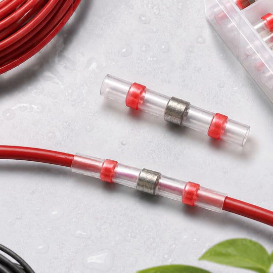 100 STÜCKE AWG22-18 0,5-1,5 mm Dichtung Wärmeschrumpf-Stoßdrahtverbinder Rote Klemmen Lötmuffe (rot)