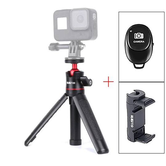 RUIGPRO Multi-functional Foldable Tripod Holder Selfie Monopod Stick with Ball Head & Phone Clamp & Bluetooth Remote Control for DJI, Insta360, GoPro and Other Action Cameras(Black)